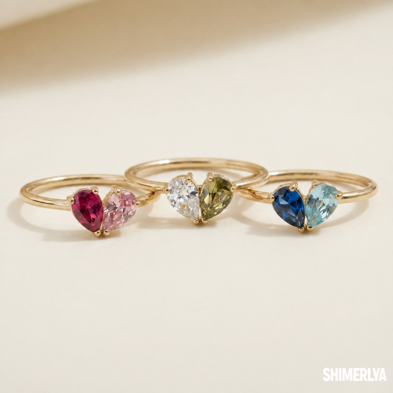 Anello Cuore Duo – Pietre di Nascita